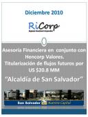 Titularización, Asesoría Financiera, Alcaldía de San Salvador